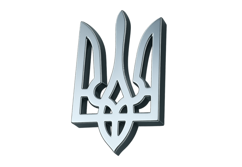 3D модель герба України з металевим блиском